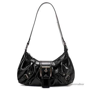 Y2K Trendy Hobo Clutch Purse Leather Buckle Punk Shoulder Bag Top Handle